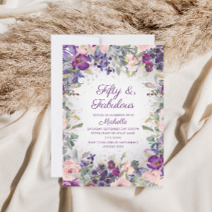 Lila Rosafarbenes Blumenmuster 50 und Fantastisch Einladung