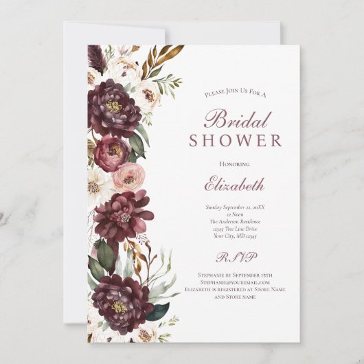 Lila rosafarbenes botanisches Brautparty Einladung (Vorderseite)
