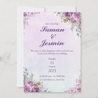 lila rosafarbenes florales geometrisches Muster Save The Date