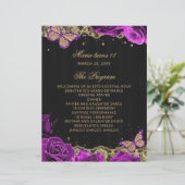 Lila Rose 18 Kerzen und Rose Zeremonie Programm (Stehend Vorderseite)