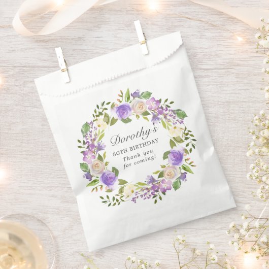 lila Rose am 80. Geburtstag Geschenktütchen (Ausgeschnitten)