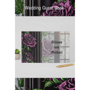 Lila Rose am Fenster - gotische Hochzeit Gästebuch