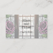 Lila Rose am Fenster - gotische Hochzeit Platzkarte (Rückseite)