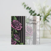 Lila Rose am Fenster - gotischer Geburtstag (Stehend Vorderseite)