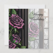 Lila Rose am Fenster - gotischer Geburtstag (Vorderseite)