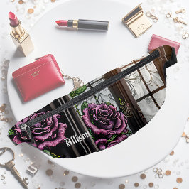 Lila Rose am Fenster - gotischer Stil Bauchtasche