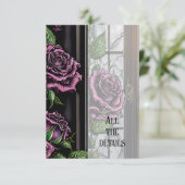 Lila Rose am Fenster - gotischer Stil Begleitkarte (Stehend Vorderseite)