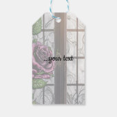 Lila Rose am Fenster - gotischer Stil Geschenkanhänger (Rückseite)