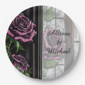 Lila Rose am Fenster - gotischer Stil Pappteller (Vorderseite)