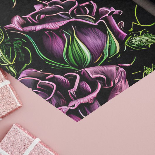 Lila Rose am Fenster - gotischer Stil Seidenpapier