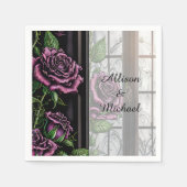 Lila Rose am Fenster - gotischer Stil Serviette (Vorderseite)