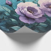 Lila Rose auf Aquamariner Decoupage Geschenkpapier (Ecke)