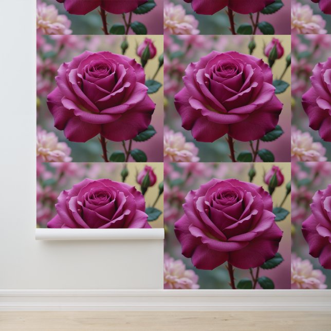 Lila Rose Bläschenschliffe und -klebe Tapete (Anwendung)