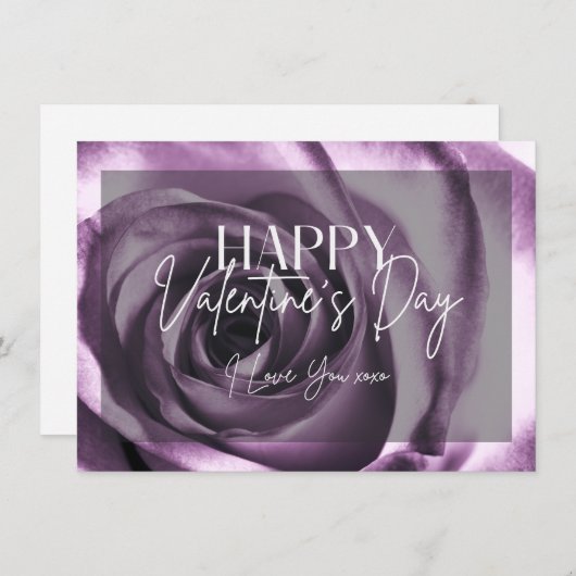 Lila Rose Blossom Happy Valentine Day Card Einladung (Vorne/Hinten)