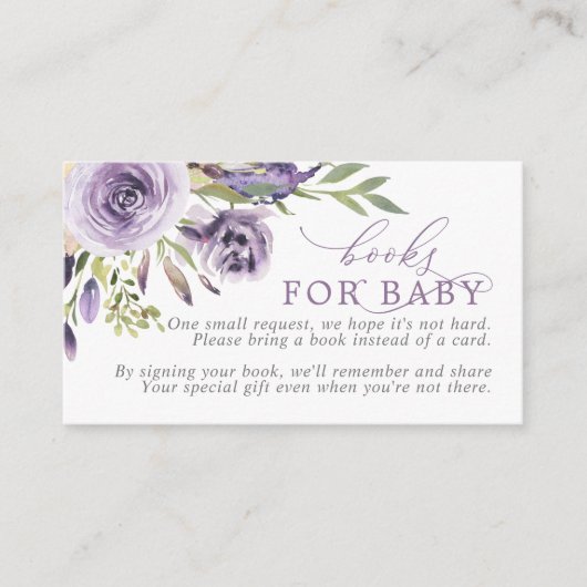 Lila Rose Blumenbuch für Babyverpackungskarte Begleitkarte (Vorderseite)