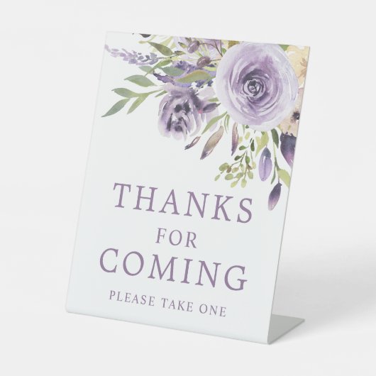 Lila Rose Blumendusche Danke für die Teilnahme Sockelschild (Vorderseite)