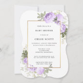 Lila Rose Blumendusche Einladung (Vorderseite)