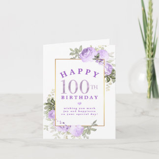 Lila Rose Blumengold 100. Geburtstag Einladung