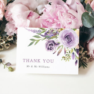 Lila Rose Blumenhochzeit Dankeschön-Karte Dankeskarte