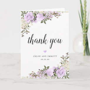 Lila Rose Blumenhochzeit Dankeskarte