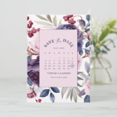 Lila Rose Blumenkalender Hochzeit Save The Date (Stehend Vorderseite)