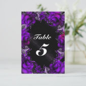 LILA Rose Blumenkarte Tischnummer (Stehend Vorderseite)