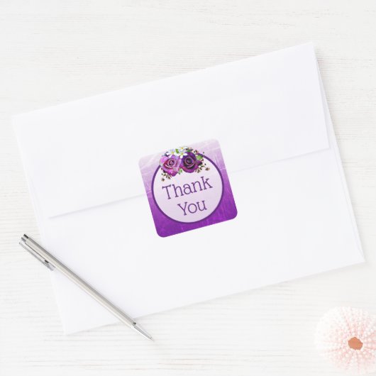 Lila Rose Blumenschmuck Danke Stickers (Umschlag)