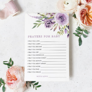 Lila Rose Blumenschmuck-Kinderdusche Gebetskarte