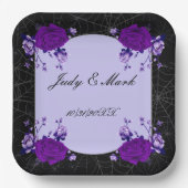 Lila Rose Blumenspinne Hochzeit im Herbst Pappteller (Vorderseite)