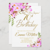 Lila Rose Blumenüberraschung 70. Geburtstagsparty Einladung (Vorne/Hinten)