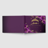 Lila Rose Blumenwirbel Quinceanera Gold Gästebuch (Voll)