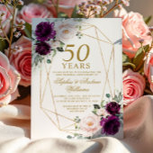 Lila Rose & Blush 50. Hochzeitstag Einladung