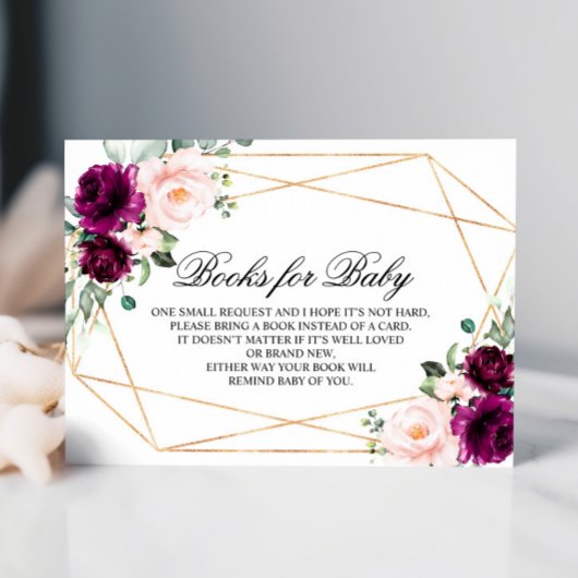 Lila Rose- & Blush-Bücher für die Babyverpackungsk Begleitkarte