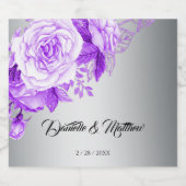 Lila Rose Boho Elegance Silver Wedding Schaumweinetikett (Einzelnes Label)