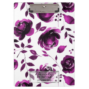 Lila Rose Botanisches Glam Floral Personalisiert Klemmbrett