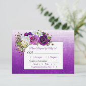 Lila Rose Bouquet Elegante Wedding RSVP Karte (Stehend Vorderseite)