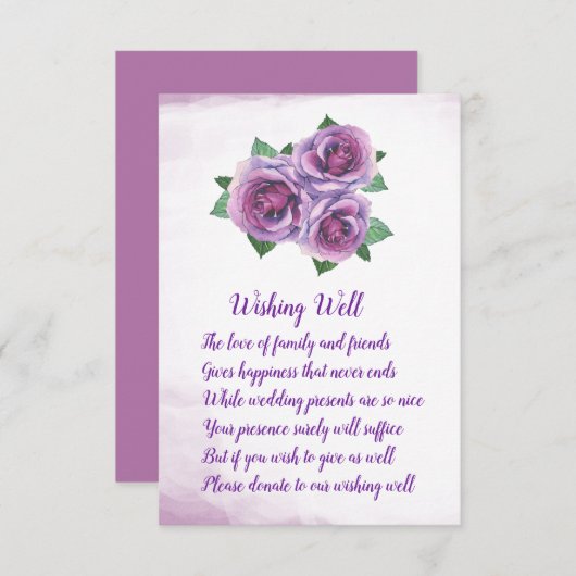 Lila Rose Bouquet Hochzeitskarten Begleitkarte (Vorne/Hinten)