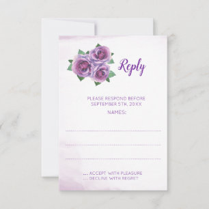 Lila Rose Bouquet Hochzeitskarten RSVP Karte