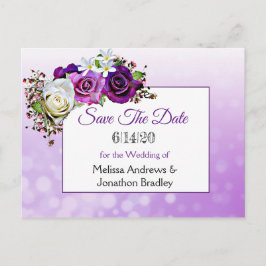 Lila Rose Bouquet Wedding speichern das Datum Ankündigungspostkarte