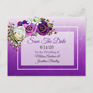 Lila Rose Bouquet Wedding speichern das Datum Ankündigungspostkarte
