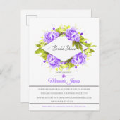 Lila Rose Brautparty Einladungspostkarte (Vorne/Hinten)