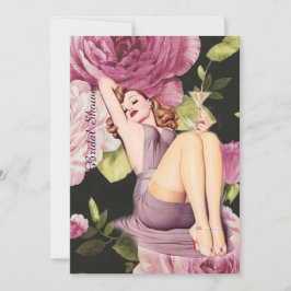 lila Rose Button auf Mädchen Vintagen Brautparty Einladung