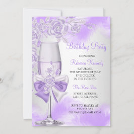 Lila Rose Champagne Weißes Party Einladung