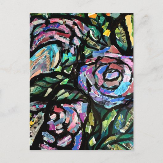 Lila Rose Collage Postkarte (Vorderseite)