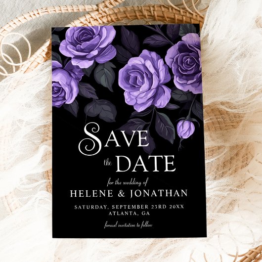 Lila Rose Dark Moody Gothic Hochzeit Save The Date