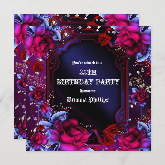 Lila Rose der roten Fantasie Blindheit Einladung (Vorne/Hinten)