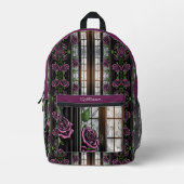 Lila Rose durch das Fenster - gotischer Stil Bedruckter Rucksack (Vorderseite)
