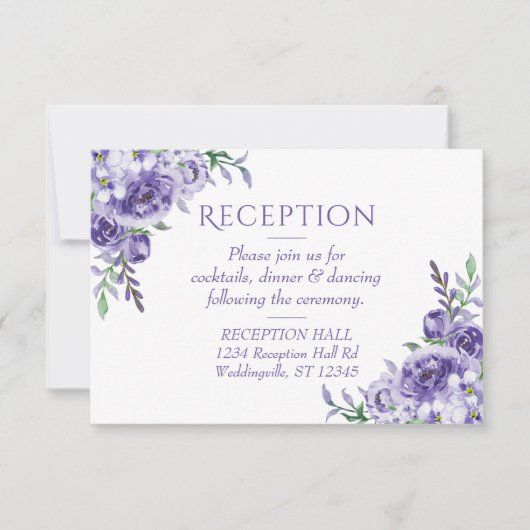 Lila Rose | Einschließung eines eleganten, florale RSVP Karte (Vorderseite)