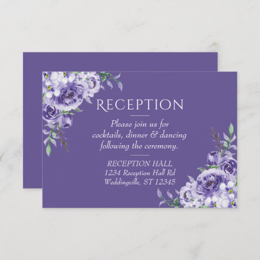 Lila Rose | Einschließung eines eleganten, florale RSVP Karte (Vorne/Hinten)