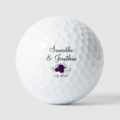 Lila Rose Elegant Wedding Couple's Names Golfball (Vorderseite)